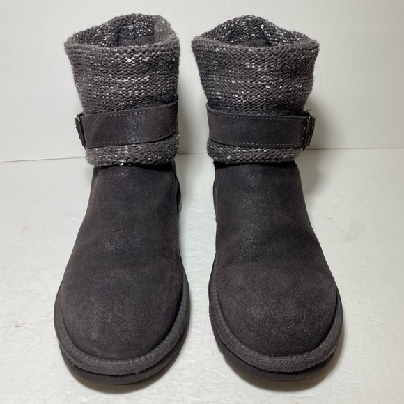 UGG Australia Cambridge Boots Womens Grey Suede Metallic Belted Size 8 - Picture 2 of 15
